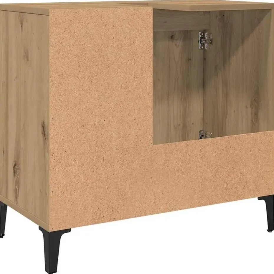 vidaXL - Wastafelonderkast - 1 deur 2 lades - Artisanaal eiken - 65x33x60 cm