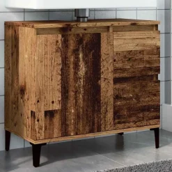 vidaXL - Wastafelonderkast - 1 deur 2 lades - Oud hout - Hout - 65x33x60 cm