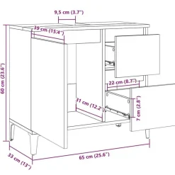 vidaXL - Wastafelonderkast - 1 deur 2 lades - Oud hout - Hout - 65x33x60 cm