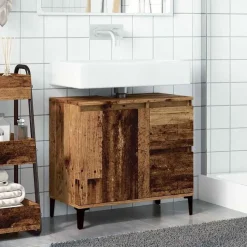 vidaXL - Wastafelonderkast - 1 deur 2 lades - Oud hout - Hout - 65x33x60 cm