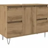 vidaXL - Wastafelonderkast - 1 deur 4 lades - Bewerkt hout - 80x33x60 cm