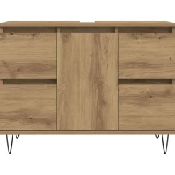 vidaXL - Wastafelonderkast - 1 deur 4 lades - Bewerkt hout - 80x33x60 cm