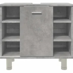 vidaXL - Wastafelonderkast met 1 deur 6 vakken - Betongrijs spaanplaat - 60 cm