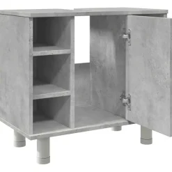 vidaXL - Wastafelonderkast met 1 deur 6 vakken - Betongrijs spaanplaat - 60 cm