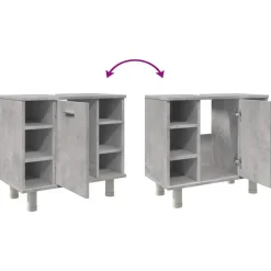 vidaXL - Wastafelonderkast met 1 deur 6 vakken - Betongrijs spaanplaat - 60 cm