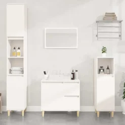 vidaXL - Wastafelonderkast met 1 deur 2 lades - Wit - Hout - 65x33x60 cm