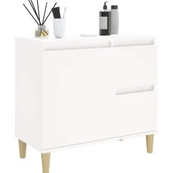 vidaXL - Wastafelonderkast met 1 deur 2 lades - Wit - Hout - 65x33x60 cm