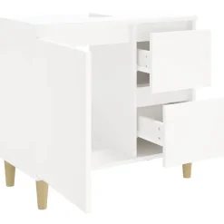 vidaXL - Wastafelonderkast met 1 deur 2 lades - Wit - Hout - 65x33x60 cm