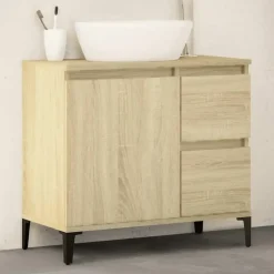 vidaXL - Wastafelonderkast - 1 deur 2 lades - Sonoma eiken - Hout - 65x33x60 cm