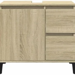 vidaXL - Wastafelonderkast - 1 deur 2 lades - Sonoma eiken - Hout - 65x33x60 cm