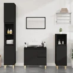 vidaXL - Wastafelonderkast met 1 deur 2 lades - Zwart - Hout - 65x33x60 cm