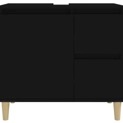 vidaXL - Wastafelonderkast met 1 deur 2 lades - Zwart - Hout - 65x33x60 cm