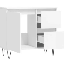 vidaXL - Wastafelonderkast met 2 lades - Wit - Hout en ijzer - 65x33x60 cm