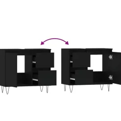 vidaXL - Wastafelonderkast met 2 lades - Zwart - Hout en ijzer - 65x33x60 cm