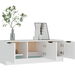 vidaXL - Wit TV-meubel met 3 deuren - Bewerkt hout - 102x35x36,5 cm