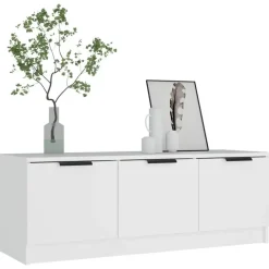 vidaXL - Wit TV-meubel met 3 deuren - Bewerkt hout - 102x35x36,5 cm