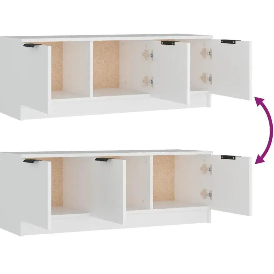 vidaXL - Wit TV-meubel met 3 deuren - Bewerkt hout - 102x35x36,5 cm