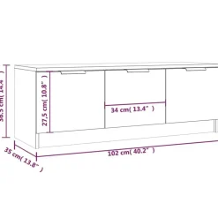 vidaXL - Wit TV-meubel met 3 deuren - Bewerkt hout - 102x35x36,5 cm
