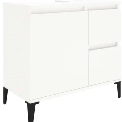 vidaXL - Wit Wastafelonderkast - 1 deur 2 lades - Hout en metaal - 65x33x60 cm