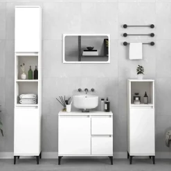 vidaXL - Wit Wastafelonderkast - 1 deur 2 lades - Hout en metaal - 65x33x60 cm