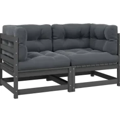 vidaXL - 2-zits Bank - Grijs - Grenenhout