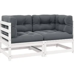 vidaXL - 2-zits Bank - Wit - Grenenhout