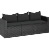 vidaXL - 3-zits Tuinbank - Zwart - Poly rattan