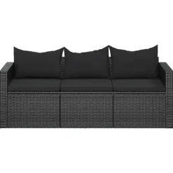 vidaXL - 3-zits Tuinbank - Zwart - Poly rattan