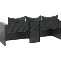 vidaXL - 3-zits Tuinbank - Zwart - Poly rattan