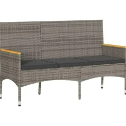 vidaXL - 3-zits Tuinbank met kussens - Grijs poly rattan - 140x54x85 cm