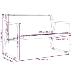 vidaXL - 2-zits Tuinbank met kussen antracietkleurig - staal - 110x70x74 cm