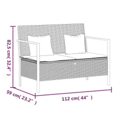 vidaXL - 2-zits Tuinbank met kussens - Zwart - Poly rattan - 112x59x82.5 cm