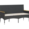 vidaXL - 3-zits Tuinbank met kussens - Zwart poly rattan - 140x54x85 cm