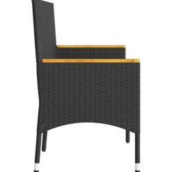 vidaXL - 3-zits Tuinbank met kussens - Zwart poly rattan - 140x54x85 cm