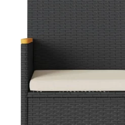 vidaXL - 3-zits Tuinbank met kussens - Zwart poly rattan - 140x54x85 cm
