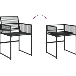 vidaXL - 4-zits Tuinset - Inklapbaar - Zwart - PE rattan - 110x107 cm