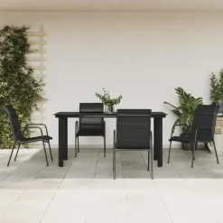 vidaXL - 4-zits Tuinset - Zwart - Textileen met voering en staal - 160x80 cm