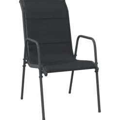 vidaXL - 4-zits Tuinset - Zwart - Textileen met voering en staal - 160x80 cm