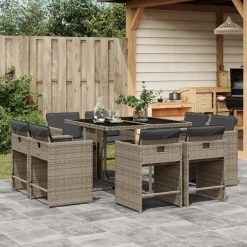 vidaXL - 8-zits Tuinset donkergrijs kussens - Grijs - PE rattan - 110x106 cm