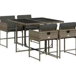 vidaXL - 4-zits Tuinset donkergrijs kussens - Grijs - Poly rattan - 110x106 cm