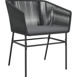 vidaXL - 5-zits Tuinset grijs kussens - Zwart PE rattan en staal - 160x80 cm