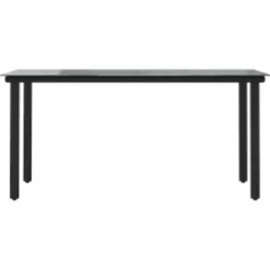 vidaXL - 5-zits Tuinset grijs kussens - Zwart PE rattan en staal - 160x80 cm