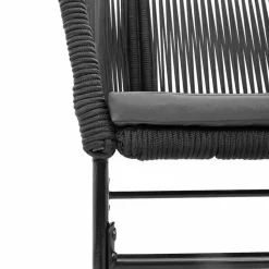 vidaXL - 5-zits Tuinset grijs kussens - Zwart PE rattan en staal - 160x80 cm