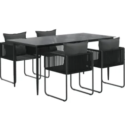 vidaXL - 4-zits Tuinset met kussens - Zwart PE rattan en staal - 160x80 cm