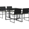 vidaXL - 4-zits Tuinset wit kussens - Inklapbaar - Zwart PE rattan - 110x107 cm