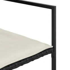 vidaXL - 4-zits Tuinset wit kussens - Inklapbaar - Zwart PE rattan - 110x107 cm