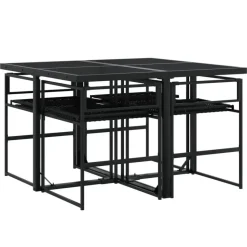 vidaXL - 4-zits Tuinset wit kussens - Inklapbaar - Zwart PE rattan - 110x107 cm