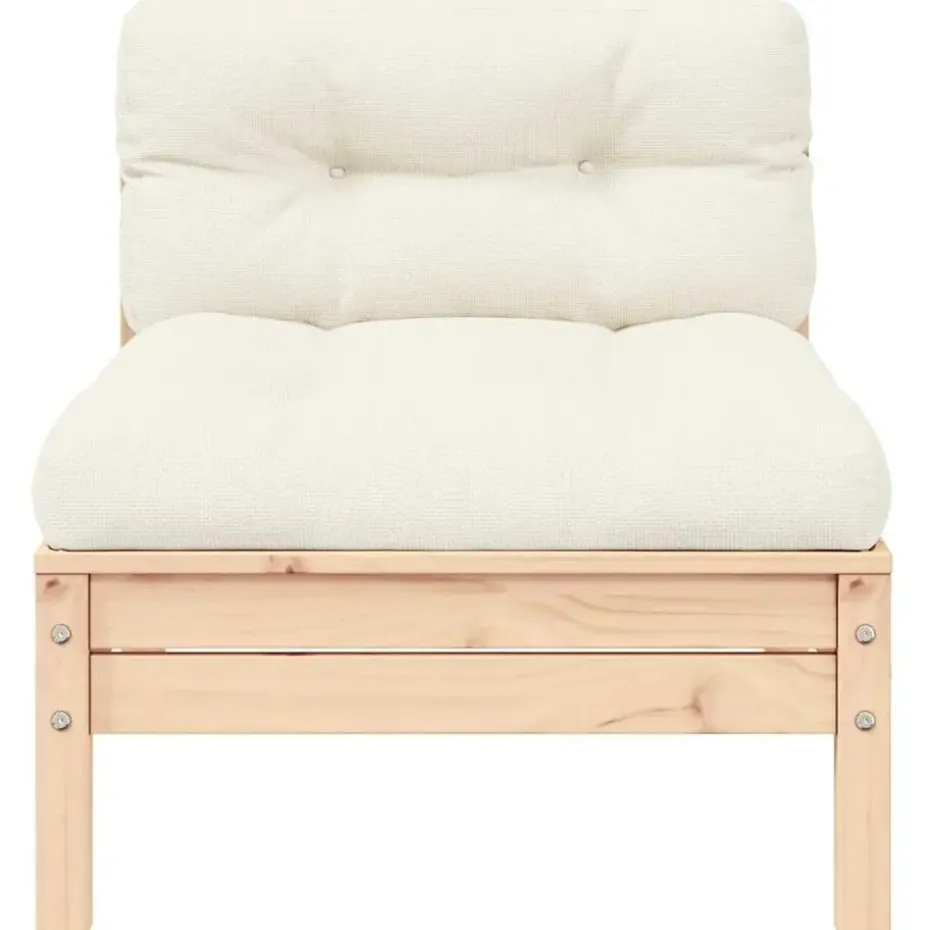 vidaXL - 2-zitsbank - Crème - Grenenhout