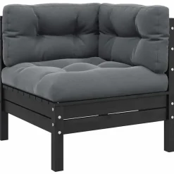 vidaXL - 2-zitsbank - Zwart - Grenenhout