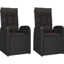 vidaXL - Zitstoel - Zwart - Poly rattan - 2 stuks